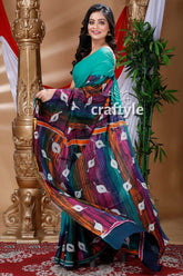 Artisanal hand batik cotton saree colorful patterned saree 3