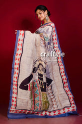 Athens gray hand painted handcrafted batik mulberry pure silk saree woman painted saree 3