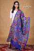 Azure Blue Blended Bangalore Silk Kantha Embroidery Dupatta - Craftyle
