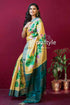 Banana yellow hand painted pure tussar saree with blouse piece woman yellow green floral saree 1
