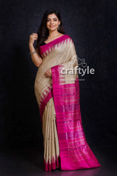 beige-and-magenta-handwoven-sambalpuri-ikat-tussar-ghicha-silk-saree
