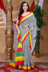 Black and white hand block pure cotton saree woman patterned saree 1
