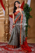 Black & white hand block printed zari pure tussar saree black white polka dot saree 1