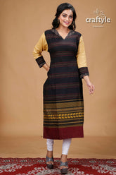 Black with multicolor cotton weaved kurti for women woman’s black gold tunic 1