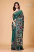 Bottle green multicolor leaf motif kantha stitch saree green floral embroidered saree 1