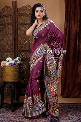 Boysenberry purple silk kantha work saree maroon saree colorful embroidery 4