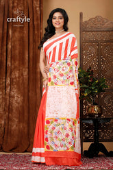 Butterfly painted stylish hand batik pure cotton saree woman colorful patterned saree 3