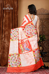 Butterfly painted stylish hand batik pure cotton saree colorful batik saree 5