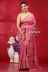 Charm pink bhagalpuri silk saree with golden zari border - ghicha pink saree gold accents 1