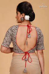 Classic spanish grey dabu print blouse - pure cotton woman models black white patterned 2