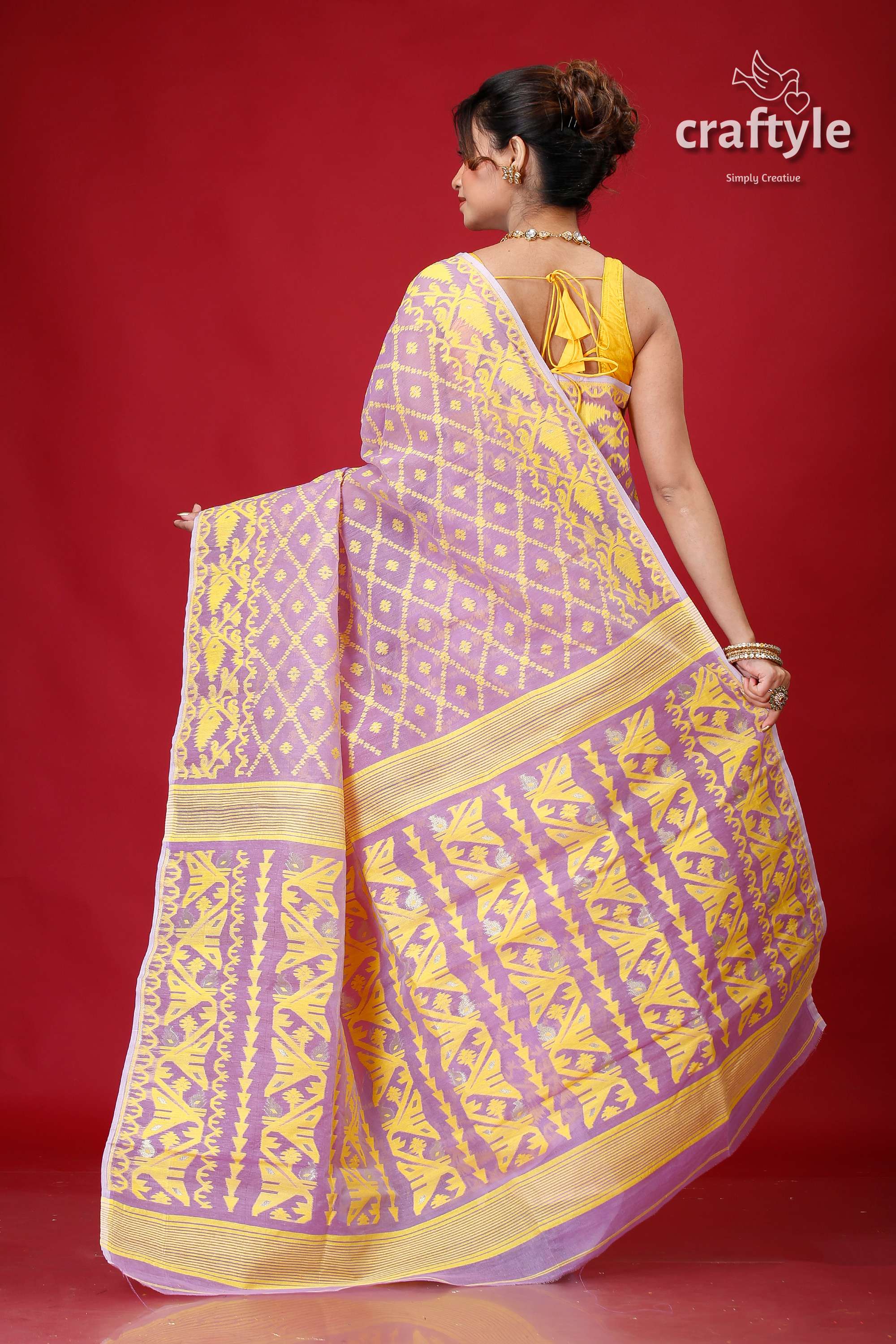 Cold Purple Classic Jamdani Saree-Craftyle