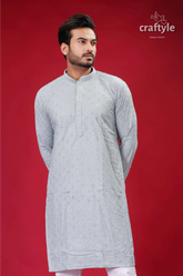 Columbia blue chikankari kurta for men with sequin embellishments man embroidered kurta 2