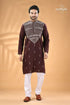 Congo brown kantha stitch cotton men’s kurta men’s maroon embroidered cotton kurta 1