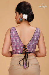 Cool grey & pink dabu print blouse - pure cotton woman’s purple patterned sleeveless deep 2