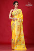 Corn yellow lotus motif exquisite kantha stitch saree yellow saree floral geometric patterns 1