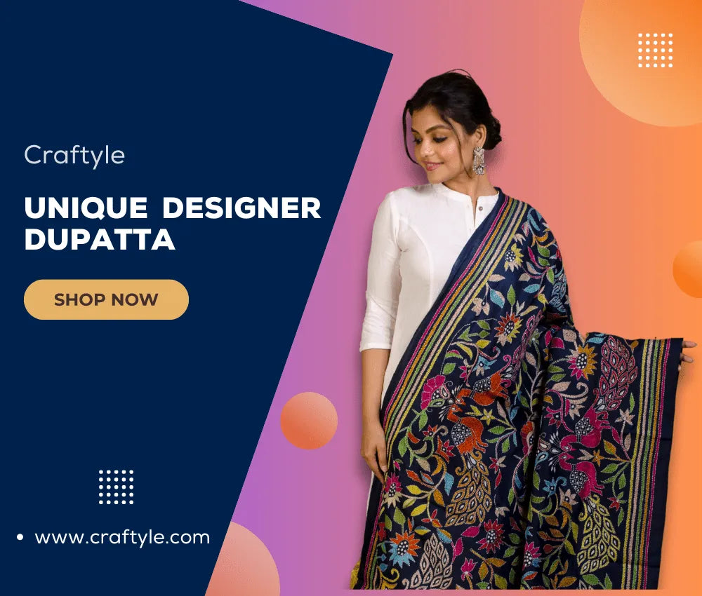 Woman wearing a patterned dupatta