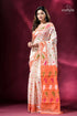Cream white and orange intricate soft jamdani saree woman white orange saree 1