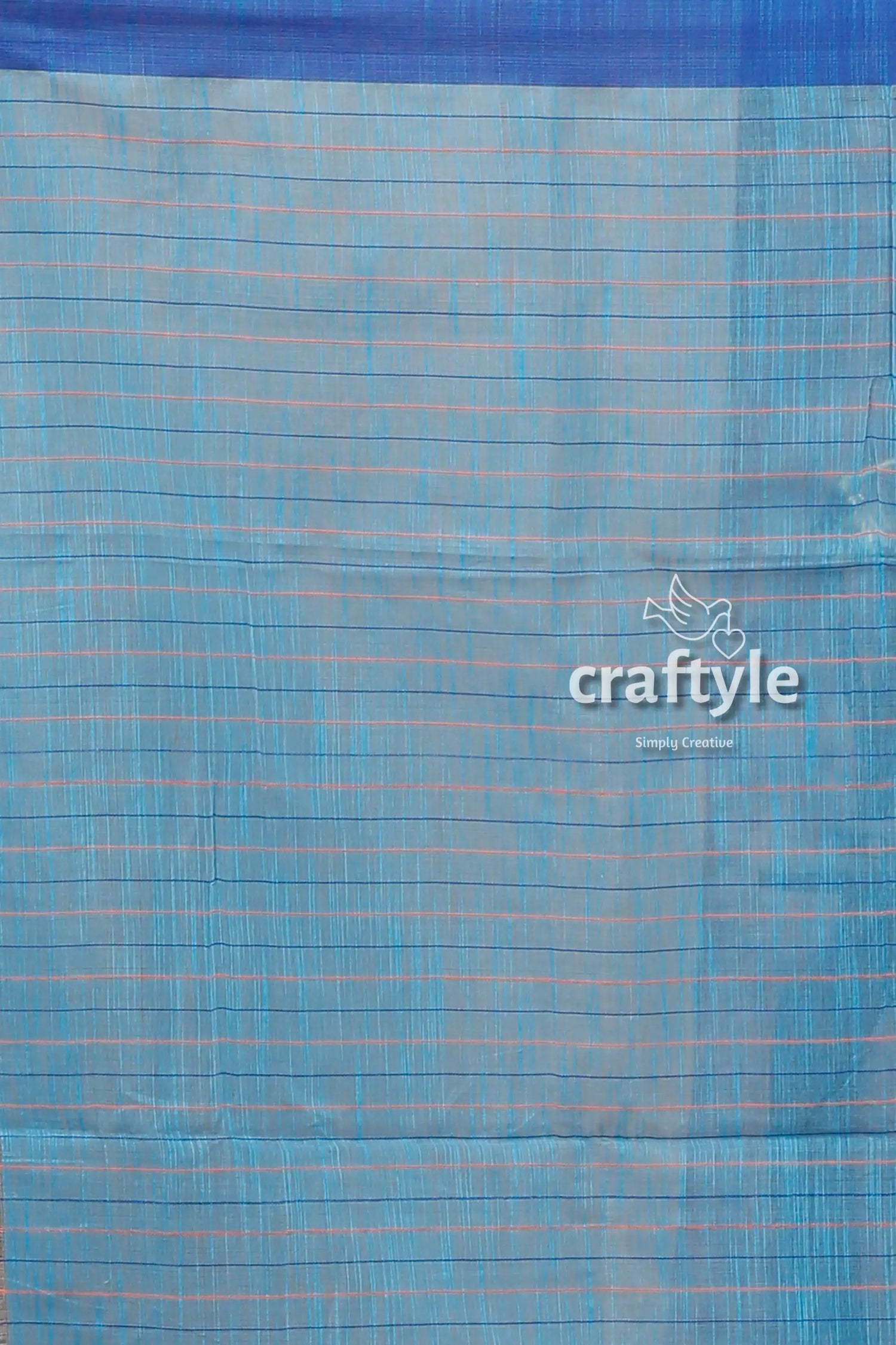Curious blue handloom cotton saree with intricate stitch work - ethically made blue striped fabric 6