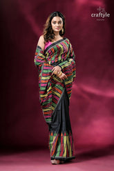 Dark green vibrant hand embroidered silk kantha saree woman colorful saree 4