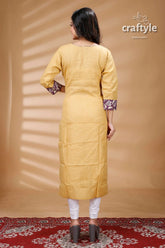 Dark lavender cotton printed angrakha kurti with side knot woman’s yellow kurta patterned cuffs 4