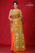 Deep carrot orange premium jamdani saree orange green floral patterned saree 1