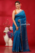 Denim blue copper zari intricate linen jamdani saree woman blue saree 1