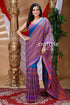 Denim blue & orange begampuri cotton saree blue purple patterned saree 1
