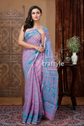 Dhakai jamdani saree in deep mauve green - soft elegant designer sari woman pink blue saree 4
