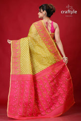 Earls green and magenta jamdani weave saree green pink patterned saree 5