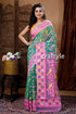 Emerald green graceful jamdani saree woman pink green saree 1