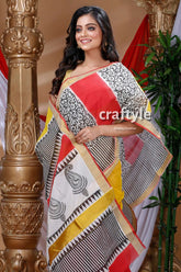 Ethnic design multicolor hand block kerala cotton saree woman colorful patterned saree 2