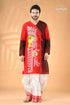 Exclusive cotton jamdani punjabi for men with hand-painted ma durga men’s red black patterned kurta 1