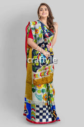 Exclusive floral peacock motif hand painted pure tussar kalamkari saree woman colorful saree 2