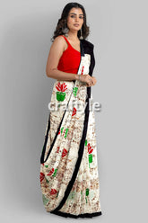 Exclusive lotus motif hand batik mulberry pure silk saree woman floral-patterned saree 3