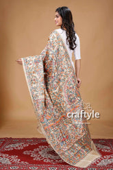Exclusive madhubani hand painted dupatta intricately patterned shawl 3