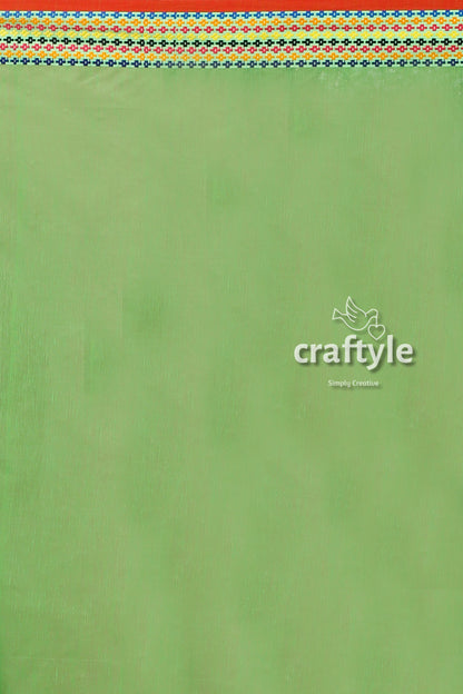 Fluorescent Green Woven Border Handloom Cotton Saree-Craftyle