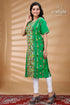 Forest green multithread cotton kantha kurti with short sleeves green embroidered kurta 1