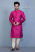 French plum soft silk embroidered kurta for men man magenta kurta pajama 1
