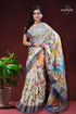 Goddess design handcrafted zari border pure tussar kalamkari sari woman patterned saree 1