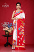 Goddess design masterpiece hand batik pure cotton saree red white patterned saree 1