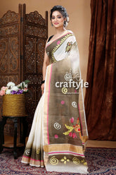 Goddess ma laxmi hand painted kerala cotton saree elegant hand-painted saree 5