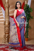 Golden blue handloom cotton saree woman blue red saree 1