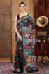 Grease black hand embroidered kantha silk saree black saree colorful embroidery 1
