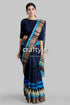 Gulf blue hand block print zari border pure tussar saree woman dark blue saree 1