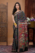 Hand embroidered grease black silk kantha stitch saree woman black embroidered saree 1