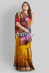 Hand painted indian yellow pure tussar silk saree with zari detailing woman patchwork saree 1