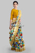 Hand painted pearl bush sari with pure tussar kalamkari designs - zari border woman floral-patterned saree gold border 1