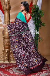 Handcrafted cotton batik saree floral patterned saree 4