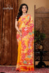 Handmade cotton batik saree abstract painting design woman patterned orange saree 1