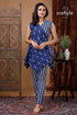 Indigo blue white designer dress with straight pant and top woman blue patterned tunic striped 1